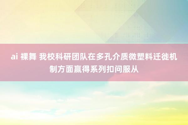 ai 裸舞 我校科研团队在多孔介质微塑料迁徙机制方面赢得系列扣问服从